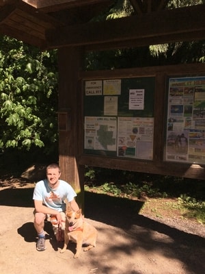 Danny and Bertha at the Lord Hill Park entrance